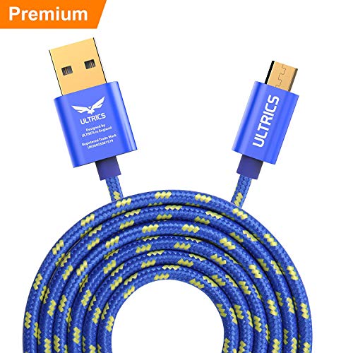 Ultrics®, Mikro-USB-Kabel, High-Speed verbesserte Metallschild-Version, Nylon geflochten, USB2.0 A Stecker auf Mikro-B-Sync und Ladekabel für Android Geräte, Samsung Galaxy Sony Motorola und mehr von ULTRICS