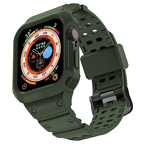 ULTRNICC Stoßstangen-Schutzhülle kompatibel mit Apple Watch, 45 mm, 44 mm, 42 mm, für Herren und Damen, Sport, robuste Schutzhülle mit Riemen, Schutzhülle für iWatch Serie 8, 7, 6, 5, 4, 3, 2, 1, SE von ULTRNICC