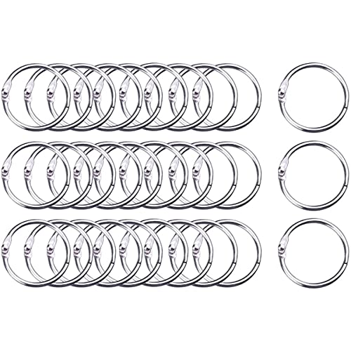 ULWSY Lose-Blatt-Binderinge, 30er-Pack 35mm Öffnung, vernickeltes Silber, Federbinder für Broschüren, Schlüsselanhänger, Kartendatei von ULWSY
