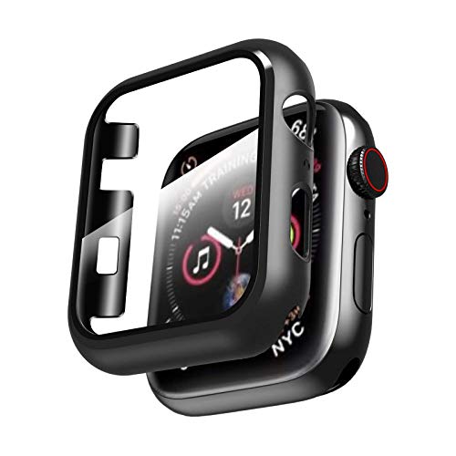 ULuck 2 Pack Hülle mit temperiertem Glasschildschirmschutz, kompatibel mit Apple Watch Serie 3/2 38mm, Hard-PC-Hülle Ultra-dünner Gesamtschutzabdeckung für die IWatch 38mm -2 Pack Schwarz von ULuck