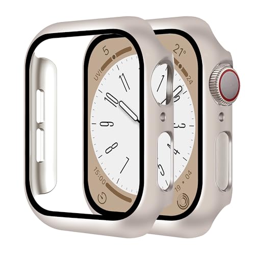 ULuck 2 Stück Hard Hülle mit Glas Displayschutz Kompatibel Apple Watch SE/Series 6/5/4 40mm, Displayschutz Rundum Schutzhülle Schutzhülle Ultradünnes Schutz Case, Sternenlicht von ULuck