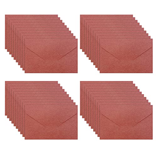 UMCHU 40 Stück 10.5 * 7cm Kraftpapier Umschläge,Klassische Umschläge,Briefumschläge mit spitzer Klappe,für Gruß- und Glückwunschkarten, Einladungskarten(Datum rot) von UMCHU