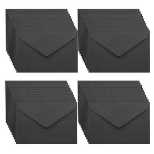 UMCHU 40 Stück C6 Kraftpapier Umschläge,Klassische Umschläge,Briefumschläge mit spitzer Klappe,für Gruß- und Glückwunschkarten, Einladungskarten(Schwarz) von UMCHU