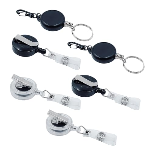 UMCHU 6 Stück Schlüsselanhänger Ausziehbar,Schlüsselband Ausziehbar Ausweis,mit Kordel,für ID-Kartenhalter, Schlüssel, Zugangskarte(3 Stile) von UMCHU