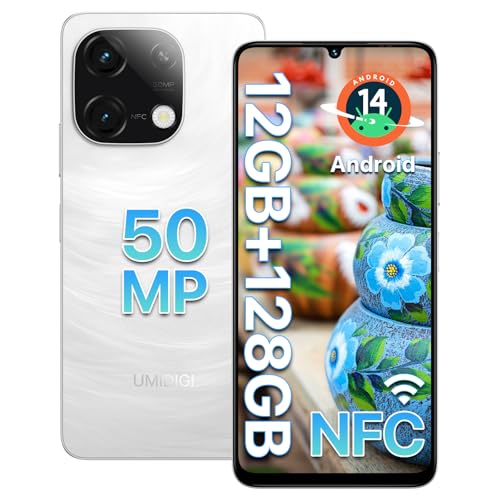 UMIDIGI G9C NFC Smartphone Ohne Vertrag Android 14-12(6+6) GB+128GB 50MP Kamera Handy 6,75 Zoll 90Hz Display,5000mAh,2,2GHz Prozessor,4G Dual-SIM,Inklusive Ladegerät,Bluetooth 5,4/Face ID/GPS-Weiß von UMIDIGI