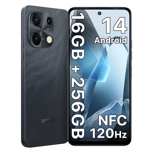 UMIDIGI Note 100 Handy, Android 14 Smartphone ohne vertrag, 120HZ Octa-Core, 16(8+8) GB+256GB Handy ohne vertrag, 6.8 Zoll, 50MP, Face & Fingerprint, NFC, 5000mAh, GPS, Smartphone dual SIM von UMIDIGI
