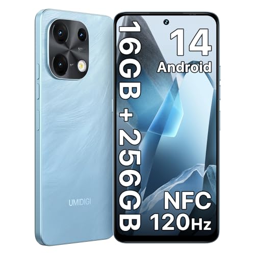 UMIDIGI Note 100 Handy, Android 14 Smartphone ohne vertrag, 120HZ Octa-Core, 16(8+8) GB+256GB Handy ohne vertrag, 6.8 Zoll, 50MP, Face & Fingerprint, NFC, 5000mAh, GPS, Smartphone dual SIM von UMIDIGI