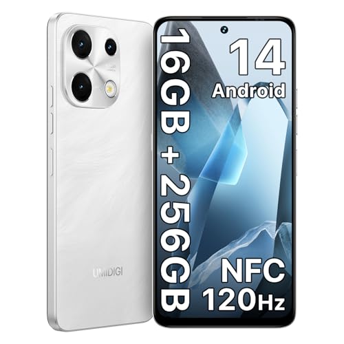 UMIDIGI Note 100 Handy, Android 14 Smartphone ohne vertrag, 120HZ Octa-Core, 16(8+8) GB+256GB Handy ohne vertrag, 6.8 Zoll, 50MP, Face & Fingerprint, NFC, 5000mAh, GPS, Smartphone dual SIM von UMIDIGI