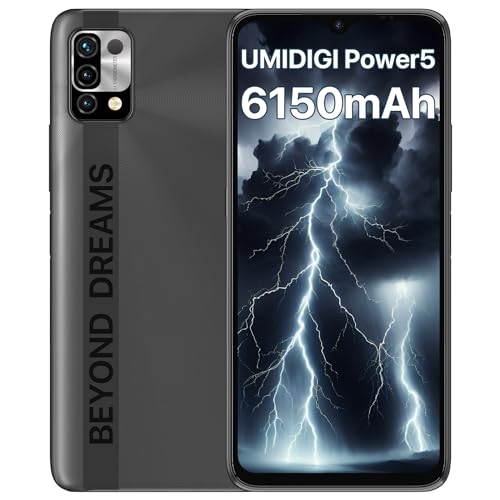UMIDIGI Power 5 Smartphone Ohne Vertrag,3GB+64GB Handy Günstig,6150mAh Akku,Android 11 Handy ohne vertrag,6,53" HD+ Display,Octa Core,16MP+8MP,3-Kartenfächer,Dual SIM 4G Handys/OTG (Schwarz) von UMIDIGI