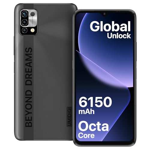 UMIDIGI Smartphone Ohne Vertrag,3GB+64GB Handy Günstig,6150mAh Akku,Handy ohne vertrag,6,53" HD+ Display,Octa Core,16MP+8MP,3-Kartenfächer,Dual SIM 4G Handys/OTG (Schwarz) von UMIDIGI