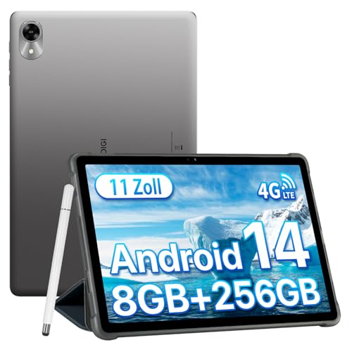 UMIDIGI Android 14 Tablet 11 Zoll - 8GB RAM, 256GB ROM, TF 1TB, 4G Dual SIM, Stift, 7200mAh, 13MP Kamera, Octa-Core, GPS/OTG/BT5.0/Face ID - 2024 Neueste G9 Tab Grau von UMIDIGI