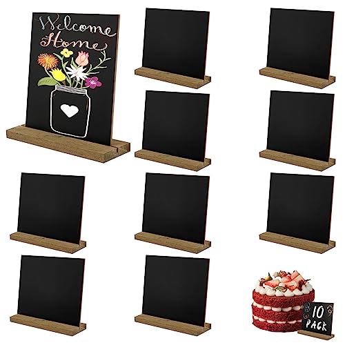 10 Pcs Mini Kreidetafeln mit Ständer, 13 * 15cm Holz Kreidetafel Klein, Mini Tafeln Zum Beschriften Tischaufsteller, Kreidetafel klein Set Als Platzkarte Preisschilder für Hochzeit Buffet Geburtstag von UMILKI