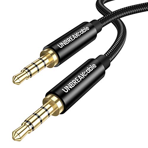 UNBREAKcable Aux Kabel 3,5mm [Extreme Haltbarkeit]- 1.2M Audio Kabel Klinke Kompatibel mit [Mikrofon], Kopfhörer, iPhone iPod iPad, Echo Dot, Heim/KFZ Stereoanlagen, Smartphones, MP3 Player von UNBREAKcable