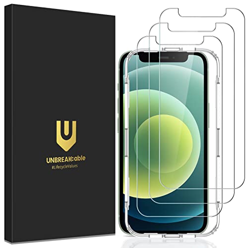 UNBREAKcable Displayschutzfolie [3er Pack], Kompatibel mit iPhone 12 Mini (5.4 Zoll), 2.5D Double Defense Panzerfolie Schutz Glas, Kratzfest, Anti-Fingerprint, blasenfrei, Clear von UNBREAKcable