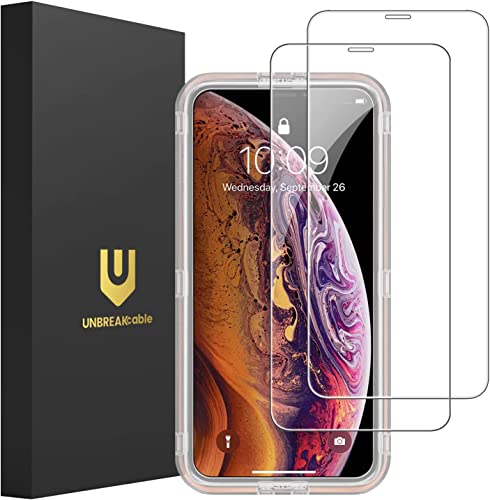 UNBREAKcable Panzer Schutz Glas Kompatibel mit iPhone X/XS/11 Pro/10 (5.8 Zoll), 9H Härte Glas Schutzfolie, 2.5D Displayschutz Folie, Kratzfest, Anti-Fingerprint, und Blasenfrei - 2er Pack von UNBREAKcable