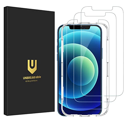 UNBREAKcable Panzer Schutz Glas für iPhone 12 und 12 Pro [3 Stück] Schutzfolie, 9H Härte Schutzglas, 2.5D Double Defense Displayschutzfolie, Kratzfest, Anti-Fingerprint und blasenfrei von UNBREAKcable