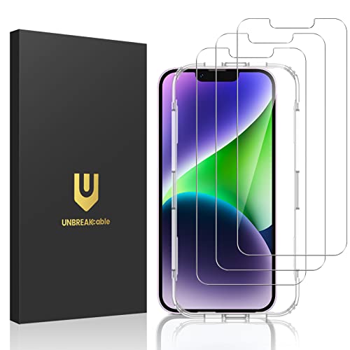 UNBREAKcable Schutzfolie für iPhone 14, iPhone 13/13 Pro [3 Stück], 9H Härte Schutzglas für iPhone 6,1 Zoll, HD Klar Displayschutzfolie, 2.5D Glasfolie [Kratzfest, Anti-Fingerprint, und Blasenfrei] von UNBREAKcable