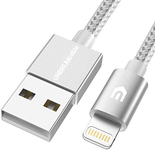 UNBREAKcable iPhone Ladekabel, Lightning Kabel - 1M [MFi-Zertifiziert] - Datenkabel geeignet für iPhone X iPhone 8, iPhone 6s iPhone 6, iPhone 7, iPhone XS/XS MAX/XR, iPad Air (Silber-Grau) von UNBREAKcable