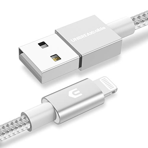 UNBREAKcable iPhone Ladekabel, Lightning Kabel - 2M [MFi-Zertifiziert] - mit Apples originalem C89-Terminal und Smart-Chip Datenkabel kompatibel mit iPhone, iPad Air, Airpods - Silber-Grau von UNBREAKcable