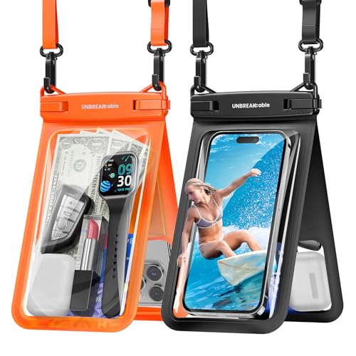 UNBREAKcable wasserdichte Handyhülle, Doppelkapazität IPX8 wasserfeste handyhülle [2er Pack, bis zu 7''] Unterwasser hülle für den Urlaub am Strand für iPhone 15 14 13 12 Pro Max Mini, Samsung & Mehr von UNBREAKcable