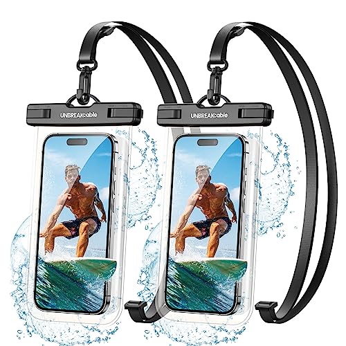 UNBREAKcable wasserdichte Handyhülle - [2 Stück] 7.0 Zoll IPX8 Unterwasser handyhülle wasserdicht Zubehör für Schwimmen, Baden für iPhone 13/12/11/XS Pro Max Mini, Samsung & Mehr - Transparent von UNBREAKcable