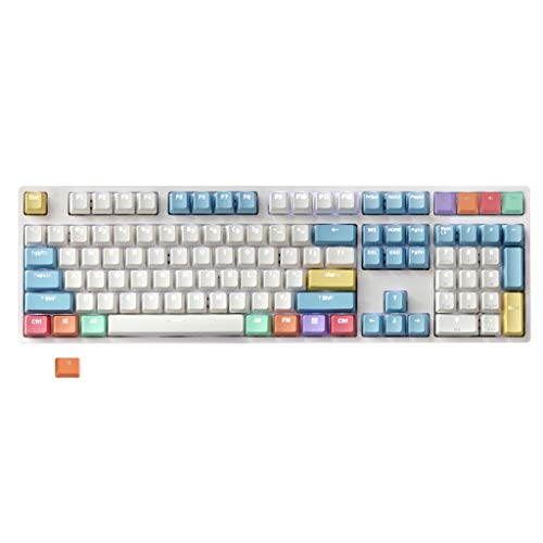 UNF 108 Key Cherry Profile Farbige Kreide Design, PBT-beleuchtete Tastenkappen, für Cherry Mx Switch Mechanische Tastatur Keycap von UNF