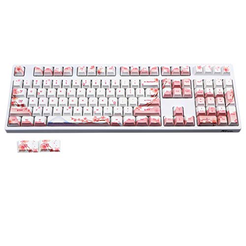 UNF 110 128 Tasten PBT Kirschprofil Schlüsselanhänger, komplettes Set von mechanischen Tastaturschlüsseln, PBT Sublimation Kirschblüten-Tasten von UNF