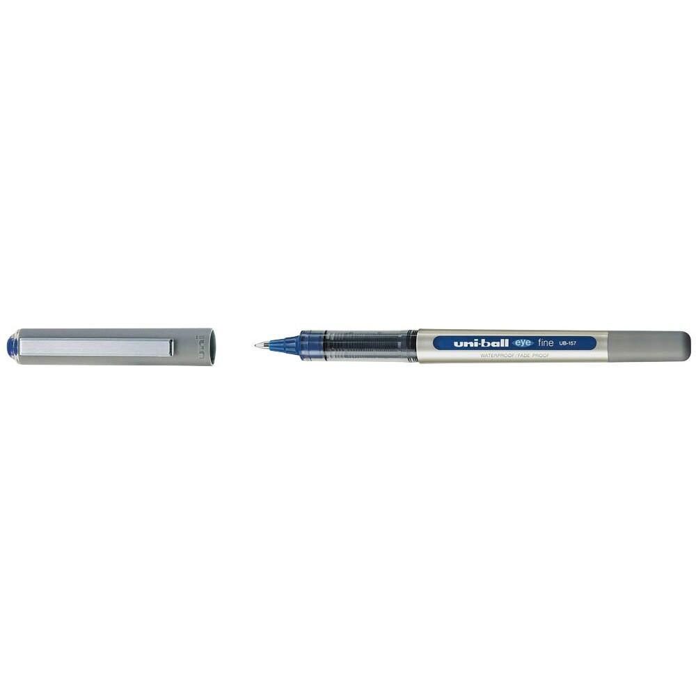 uni-ball eye fine UB-157 Tintenroller silber 0,4 mm Schreibfarbe blau - 12 Stück von UNI-BALL