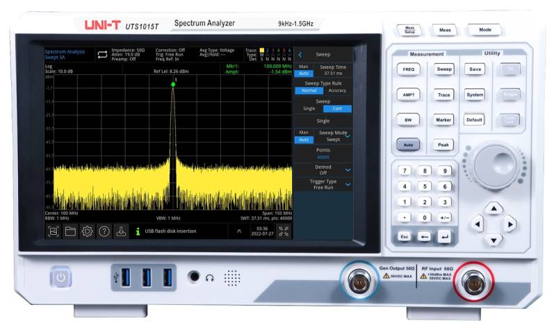 UNI-T Spektrumanalysator UTS1015T, 9 kHz..1,5 GHz, mit Quellverfolgung von UNI-T