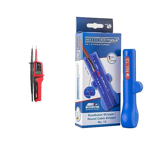 UNI-T UT15C/MIE0116 wasserdicht Spannungsprüfer Elektronischer Tester & WEICON TOOLS Rundkabel-Stripper No. 13 | Entmanteler für Rund- und Feuchtraumkabel von 6-13 mm Ø von UNI-TREND