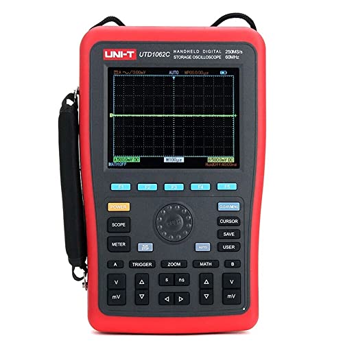 UNI-T UTD1062C Handheld Digitales Oszilloskop mit 60 MHz, 2 Kanäle, 250 Msa/s, 2 in 1: Oszilloskop & Multimeter, Messung für Spannung Strom Widerstand, 5 Display Zähler, 5,7 Zoll TFL LCD Display von UNI-T