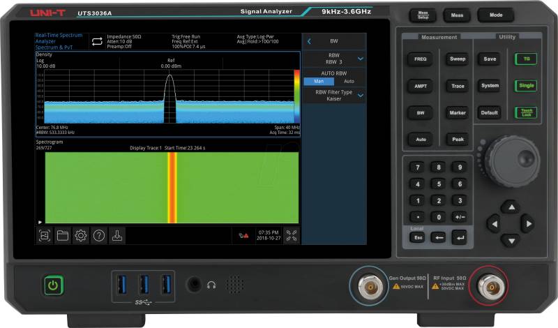 UTS 3036A - Spektrumanalysator UTS3036A, 9 kHz bis 3,6 GHz, TG-Funktion von UNI-TREND