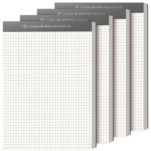 UNIANE Notizblock A5 Kariert Notizblöcke, 4 Stück Schreibblock Kariert A5, 70 Blatt(140 pro Block), 80 g/m² Premium-Papier, Schreibblock, Notizzettel Abreißbar für Büro, Haushalt, Schule, Uni von UNIANE