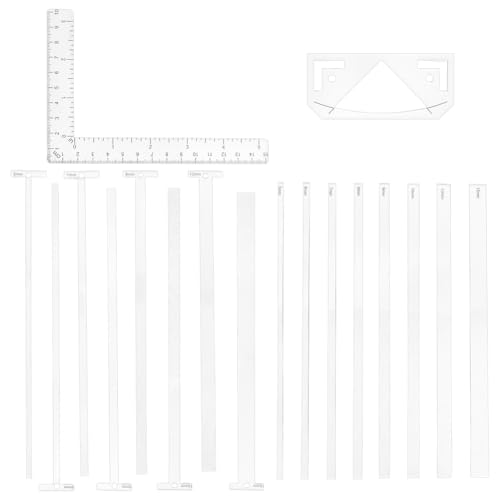 UNICRAFTALE 1 Set Buchbindepaket Transparentes Buchbinden Einfaches Scrapbooking Werkzeug 18 Stück T Förmige Lineale Flexible Buchbindevorlagen Aus Acryl Für Buchbinden Scrapbooking Handgefertigte von UNICRAFTALE