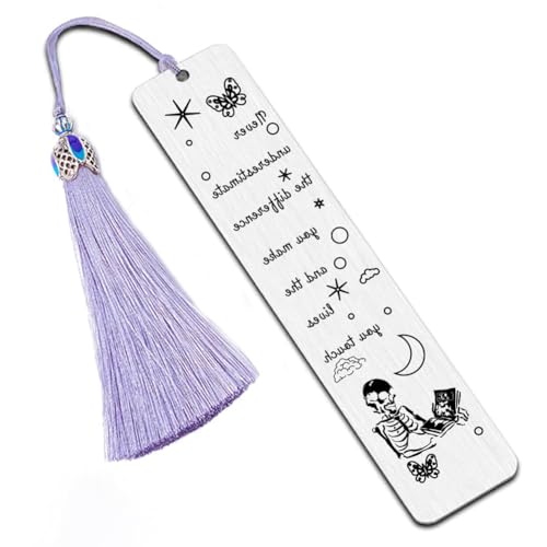 UNICRAFTALE 1 Stück Inspirierende Lesezeichen Edelstahl Totenkopf Lesezeichen "Never Underestimate The Difference You Made" Metall Skelett Lesezeichen Mit Gravur Und Quaste Für Buchliebhaber Geschenke von UNICRAFTALE