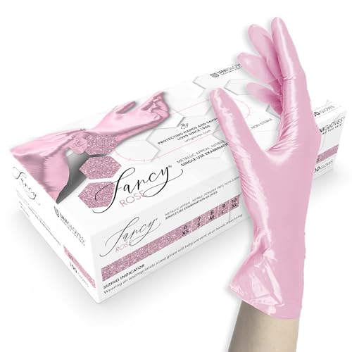 ASKON Unigloves Nitrilhandschuhe Unigloves FANCY Rose - glänzend rosa - Einweghandschuhe unsteril, latexfrei, puderfrei - Lebensmittelecht • Schutz vor Viren, Pilzen und Bakterien (S (6-7)) von UNIGLOVES