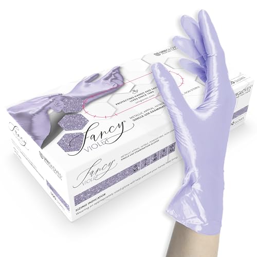 ASKON Unigloves Nitrilhandschuhe Unigloves FANCY Violet - glänzend violet - Einweghandschuhe unsteril, latexfrei, puderfrei - Lebensmittelecht • Schutz vor Viren, Pilzen und Bakterien (S (6-7)) von UNIGLOVES