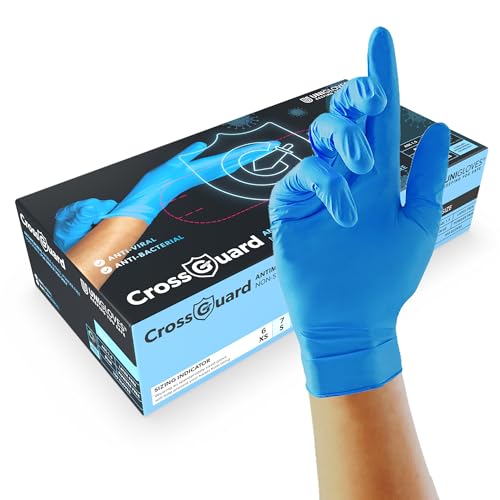 UNIGLOVES CrossGuard Blue Antimicrobial Nitrile Disposable Gloves, Medical-Grade, Puncture and Chemical Resistant, Size L UNIGLOVES CrossGuard Blue Antimicrobial Nitrile Disposable Gloves, Medical-Grade, Puncture and Chemical Resistant, Size L von UNIGLOVES