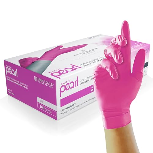 UNIGLOVES - Magenta PEARL® Passgenaue Einweghandschuhe aus Nitril | Lebensmittelecht, puderfrei & latexfrei | hohe Festigkeit & Haltbarkeit | 100 Stück | Einmalhandschuh M von UNIGLOVES