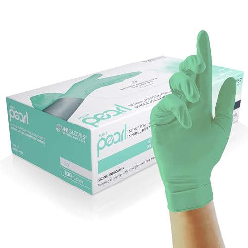 UNIGLOVES - Mint PEARL® Passgenaue Einweghandschuhe aus Nitril | Lebensmittelecht, puderfrei & latexfrei | hohe Festigkeit & Haltbarkeit | 100 Stück | Einmalhandschuh XS von UNIGLOVES