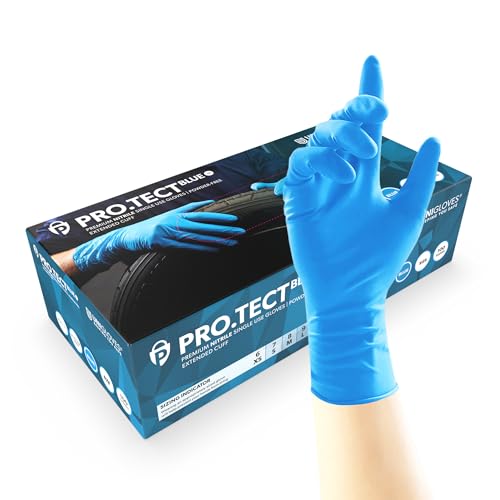 UNIGLOVES PROTECT Blue Nitril-Einweghandschuhe, verlängerte Stulpe, Nitrilhandschuhe, Größe XL von UNIGLOVES
