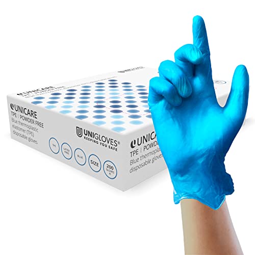 UNIGLOVES Unicare Einweghandschuhe, TPE, Blau, 200 Stück von UNIGLOVES