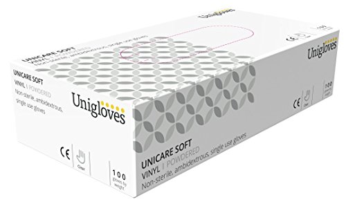 Unigloves 1823A Vinyl-Handschuhe gepudert, Medium, 100 Stück von UNIGLOVES