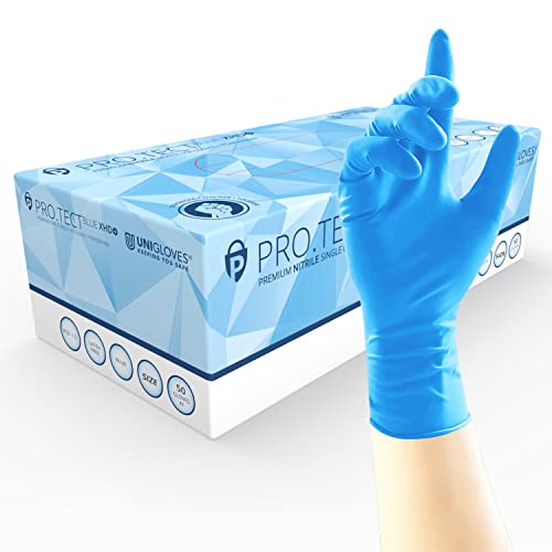 Unigloves PRO.TECT Blue Blue XHD+ GA0102 – Mehrzweck-, puder- und latexfreie Einweghandschuhe, Größe S, Box mit 50 Handschuhen von UNIGLOVES