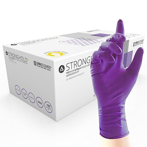 Unigloves Paragon+ Advanced GL0001 - Größe 7/Klein - Lange Stulpe, violette Nitril-Handschuhe - 50 Handschuhe von UNIGLOVES