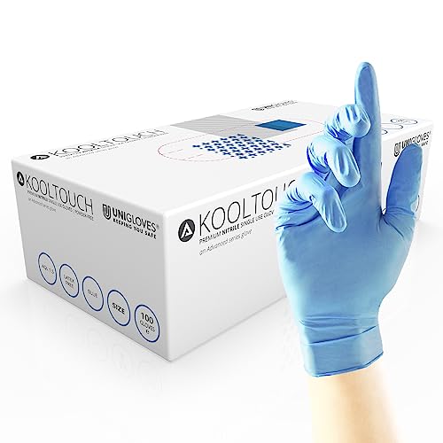 Unigloves gm0044 Kool Touch puderfrei Nitril Handschuhe, groß, blau (100 Stück) von UNIGLOVES