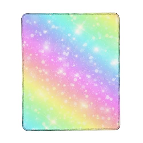 UNIOND Gaming-Mauspad mit Einhorn-Motiv, Pastellfarben, Regenbogen-Druck, tragbar, rutschfeste Gummiunterseite, Mauspad für Laptop, Arbeit, Büro von UNIOND