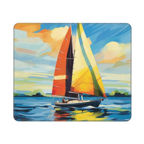 UNIOND Mauspad mit buntem Segelboot-Druck, Gaming-Mauspad mit rutschfester Gummiunterseite, quadratisches Mauspad, 30 x 25 cm, für Computer, Zuhause, Büro, Arbeitsgeschenk von UNIOND