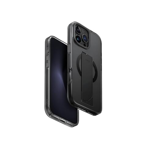 UNIQ HELDRO MAX Handyhülle Kompatibel mit Hybrid iPhone 16 PRO MAX (2024) 6.9, MAGCLICK mit Kameraständer (Rauch) von UNIQ