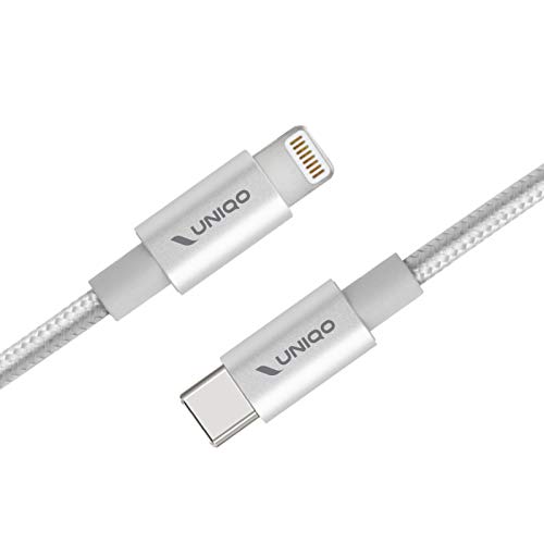 UNIQO Type-C Kabel - Lightning Anti-Tangle-Nylonkabel zum Laden und zur Datenübertragung, 1 Meter Länge, Made for Apple Zertifizierung für iPhone und iPad von UNIQO
